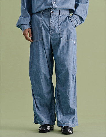 DENIM PARACHUTE PANTS BLUE