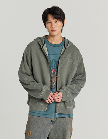 BLEACHED HOODIE ZIP UP