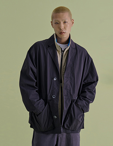 PLACKET LAYERED COMFY JACKET BLACK