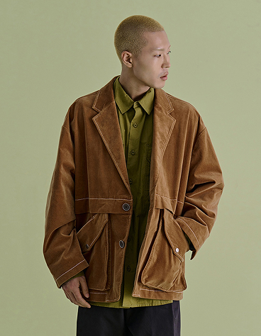 OUT LAYERED CORDUROY JACKET CAMEL