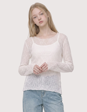 레이스 사이바 절개 티셔츠