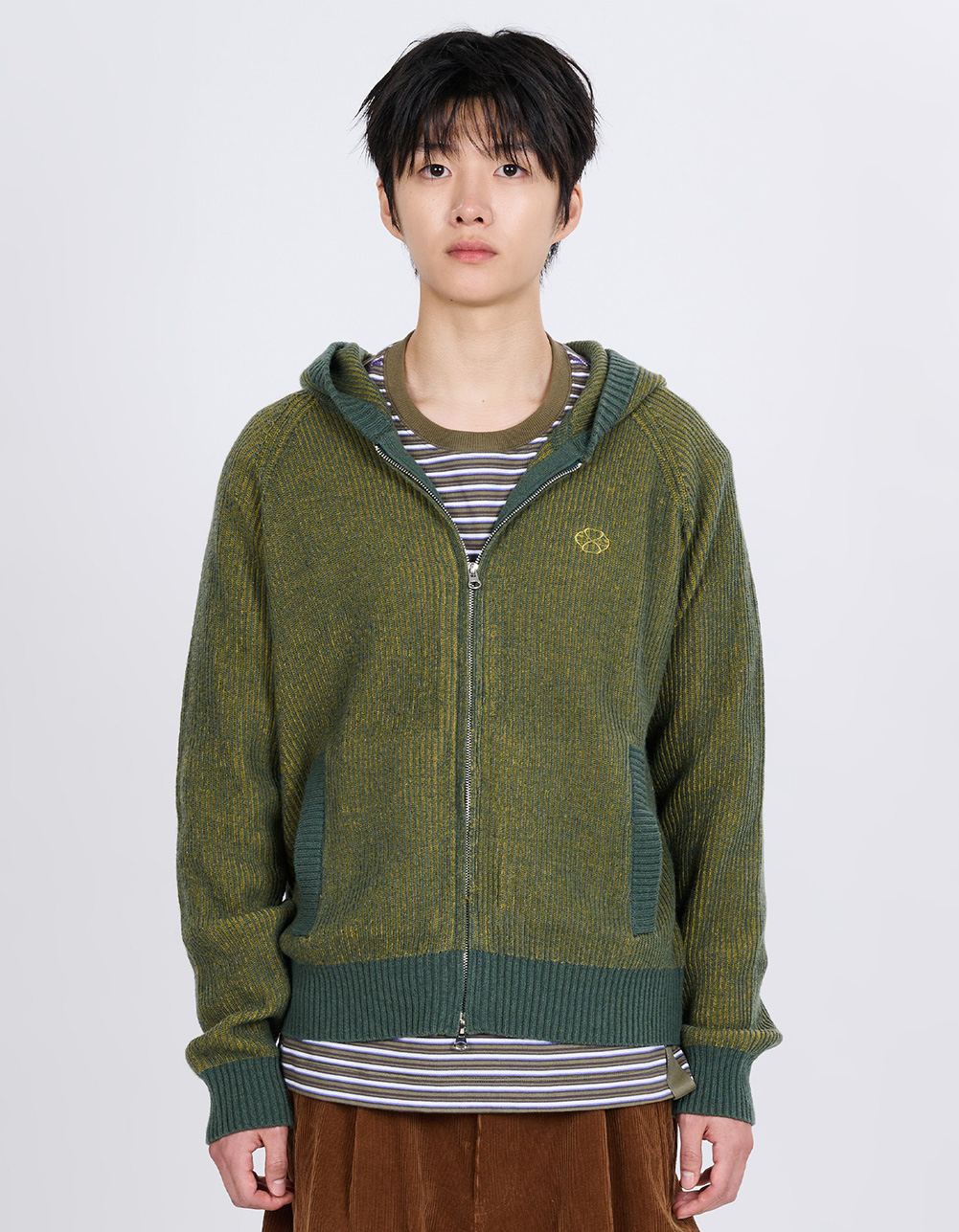 HOODED KNIT ZIP CARDIGAN