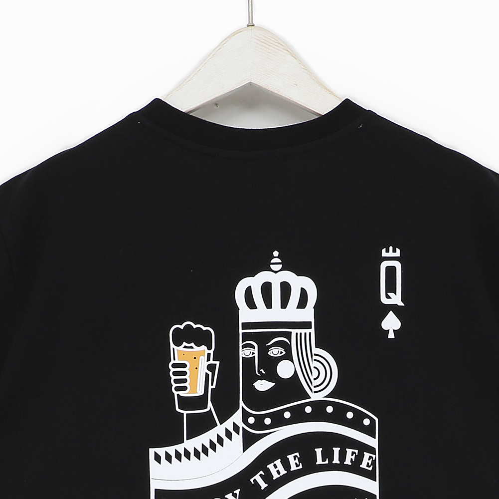 퀸카드 맥주 자수 루즈핏 반팔 티셔츠