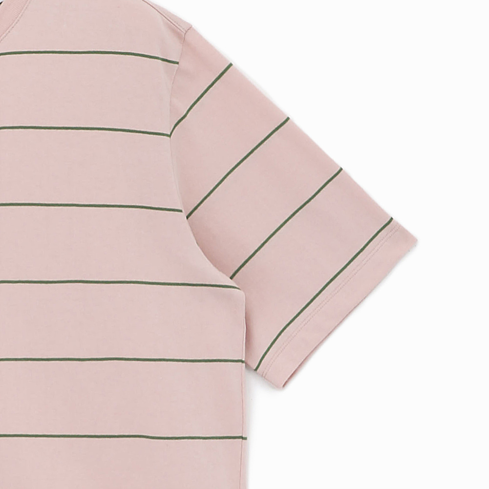 (유니)핑크 그린 스트라이프 루즈핏 반팔 티셔츠