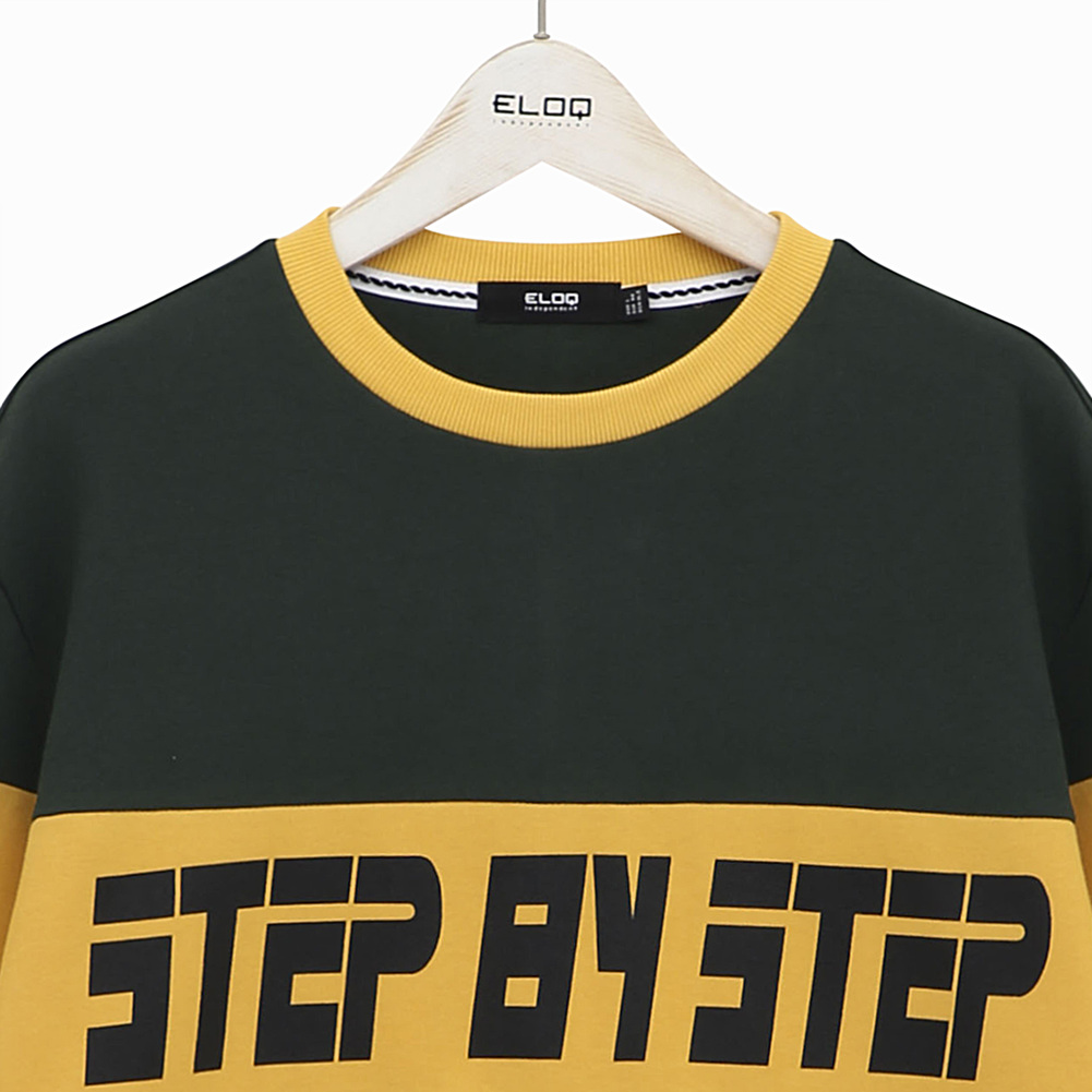 (유니)  루즈핏 컬러 블록 STEP BY STEP 스웨트 셔츠