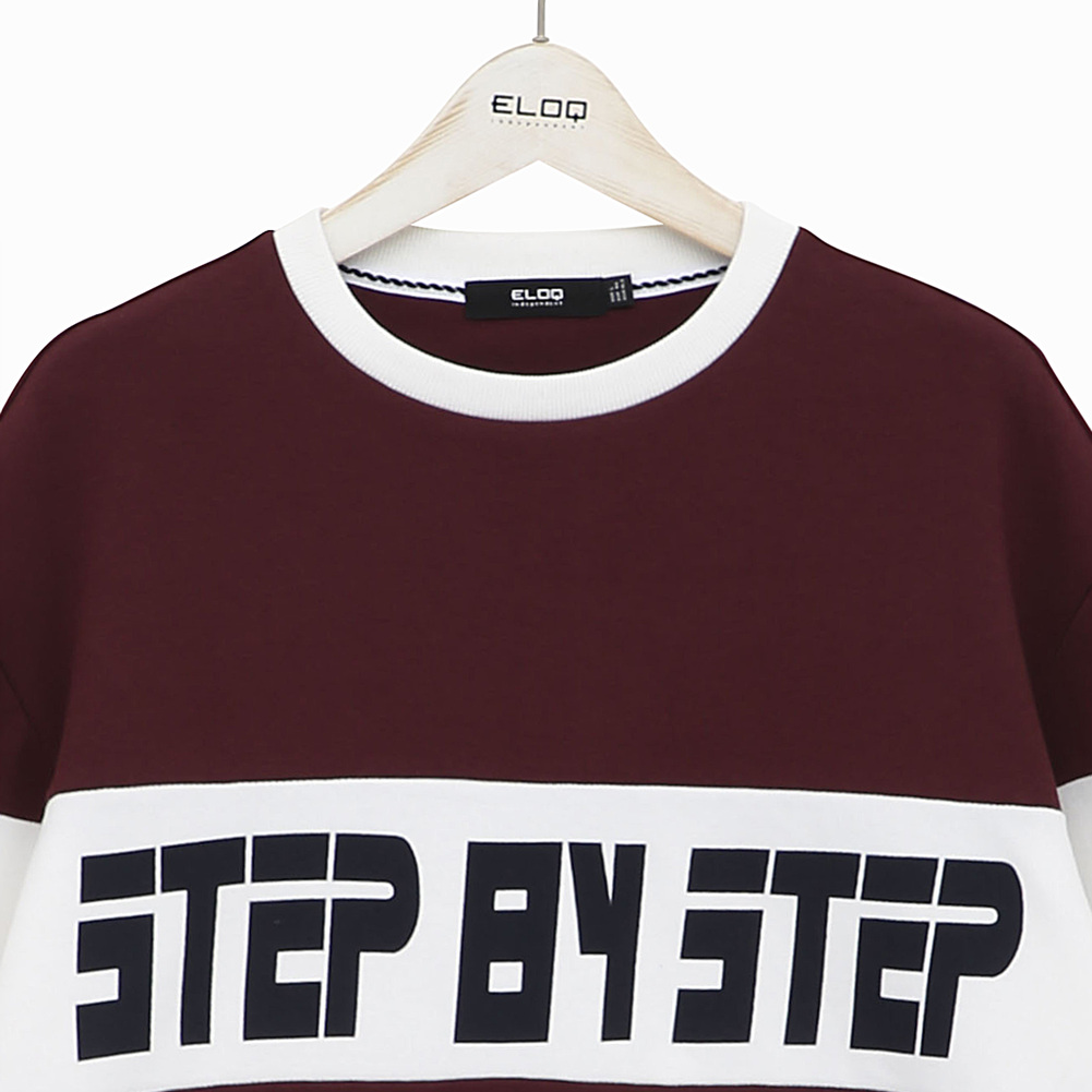 (유니)  루즈핏 컬러 블록 STEP BY STEP 스웨트 셔츠