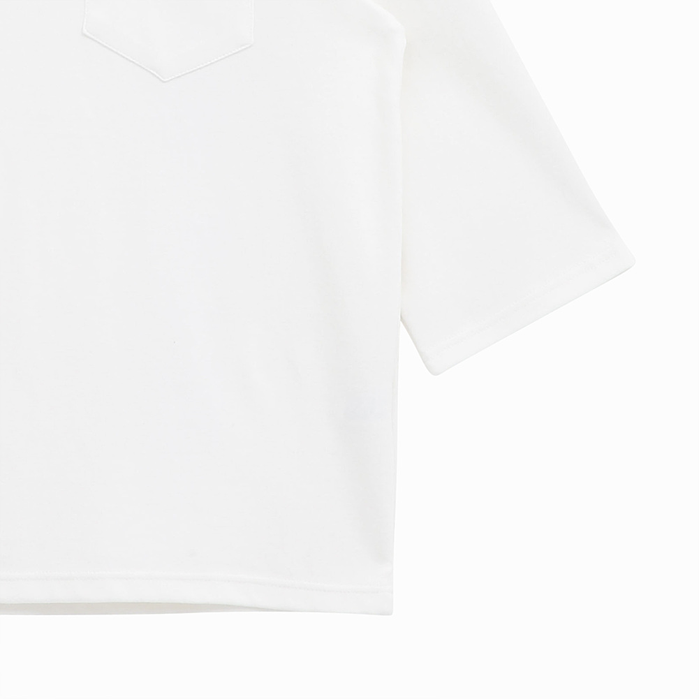 (유니) 루즈핏 7부 소매 등판 레터링 티셔츠