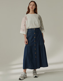 셔링 데님 스커트