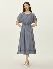 스트링 밴딩 데님 원피스