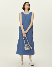 배색스트링 민소매원피스