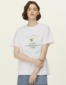 라임 라운드 레터링 티셔츠