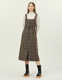 체크 서스펜더 원피스