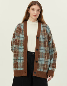 빅체크 오버핏 가디건