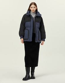 배색 믹스 덤블링 다운점퍼