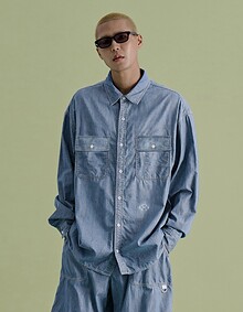 STITCH DENIM SHIRTS BLUE