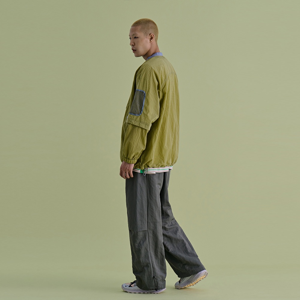 MESH PANELED ANORAK GREEN