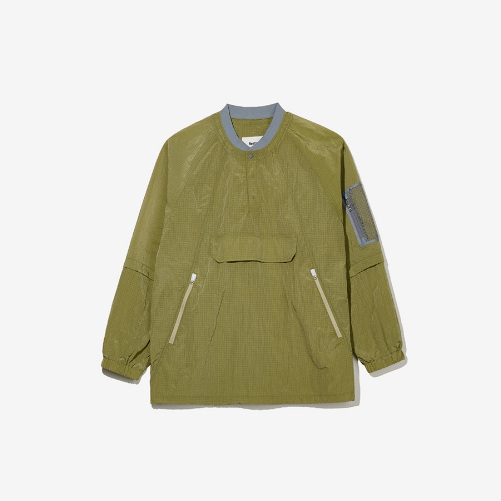 MESH PANELED ANORAK GREEN