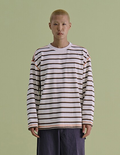 STRIPE L/S T-SHIRTS KHAKI