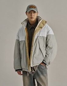 HALF PANELED MOUNTAIN DOWN PARKA GREY