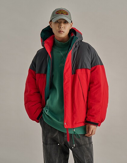 HALF PANELED MOUNTAIN DOWN PARKA RED