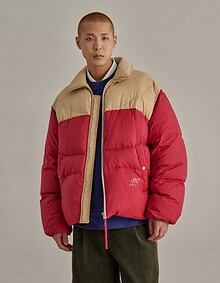 CURVED DIVISION PUFFER DOWN RED