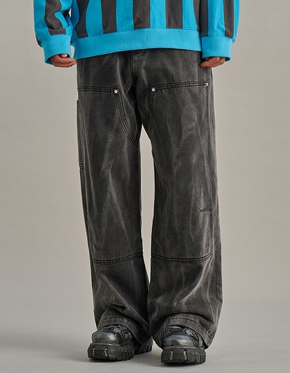 BRUSHED CARPENTER DENIM PANTS BLACK