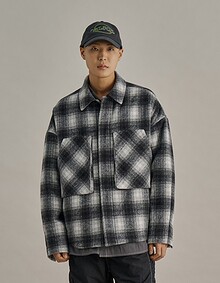 CHECK FLANNEL SHIRTS JUMPER (BK)