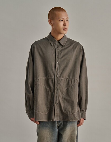 ROUNDED POCKET STITCH SHIRTS KHAKI