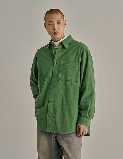 MODIFIED POCKET FLANNEL SHIRTS GREEN