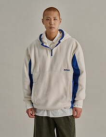 PANELED FLEECE SCOOBA HOODY IVORY