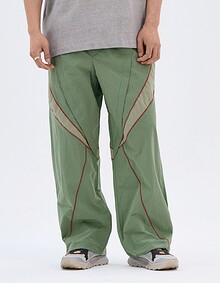 PIPING PANELED TRACK PANTS (GREEN)