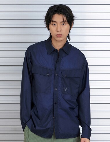 NYLON SEMI WESTERN LIGHT SHIRTS (NAVY)