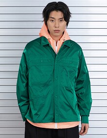 PLACKET LAYERED SHINE SHIRTS (GREEN)
