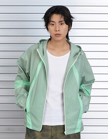 PANELED LIGHT WIND JUMPER (MINT GREEN)