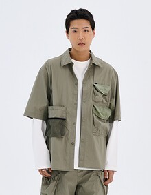 NYLON LUGGAGE FISHERMAN S/S SHIRTS (KHAKI)