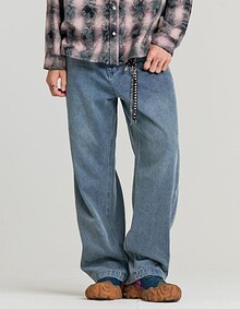 WARM WASHED DENIM PANTS (WASHED BLUE)