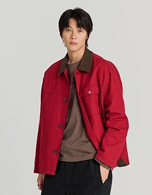 WASHED CANVAS WORK JACKET (RED)