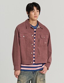 CORDUROY PANELLING TRUCKER (DEEP PINK)