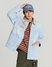 WASHED DENIM WORK JACKET (WASHED BLUE)