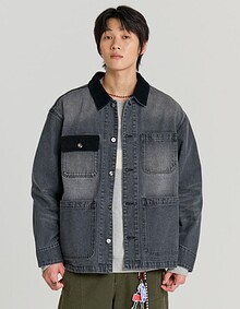 WASHED DENIM WORK JACKET (WASHED BLACK)