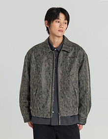 SYNTHETIC LEATHER SECTOR JACKET (LEO GREY)