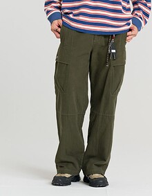 LAYERED POLYGON CARGO PANTS (OLIVE GREEN)