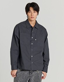 OTHER SEMI CROP COMFY SHIRTS (CHARCOAL)