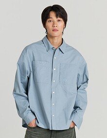 OTHER SEMI CROP COMFY SHIRTS (SKY BLUE)