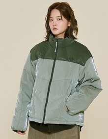 PANELED SLICE DOWN JACKET (KHAKI)