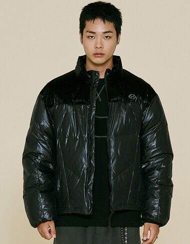 PANELED SLICE DOWN JACKET (BLACK)
