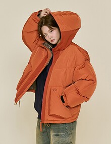 HOOD LAYERED DOWN PARKA (ORANGE)