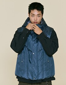 NARROW SHELL DOWN VEST (NAVY BLUE)