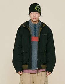 CONTRAST HOOD PADDED JUMPER (BLACK)