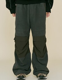 FLEECE PANELED FIREMAN PANTS (CHARCOAL)